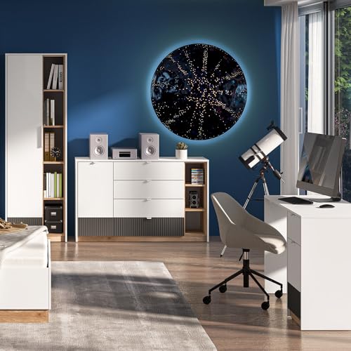 Lomadox Jugendzimmer Set mit Regalschrank, Sideboard, Schreibtisch in weiß mit Eiche und Graphit Modern von Lomadox