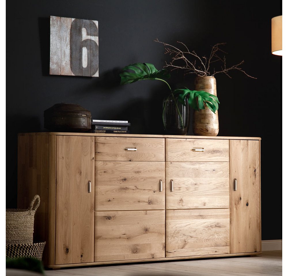 Lomadox Sideboard ROSARIO-05, Esszimmer Anrichte aus Balkeneiche Bianco massiv - B/H/T: 186/90/44cm von Lomadox