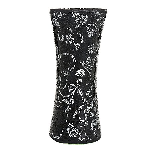 London Boutique Mosaik-Blumenvase, Dekoration, glitzernd, Zylinderform (Zylinder Schwarze Rose) von London Boutique