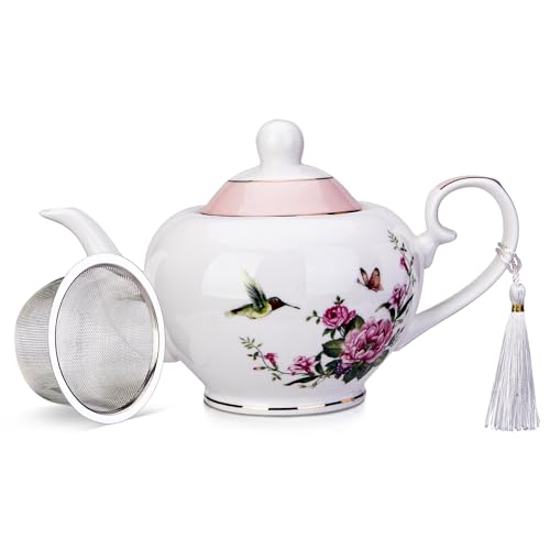 London Boutique Teekanne mit Teesieb, Teesieb für losen Tee oder Teebeutel, 700 ml Fassungsvermögen, perfekte Teekanne für 2 Tassen, leicht zu greifender Griff, Rosa von London Boutique