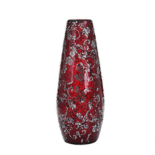London Boutique Vasen für Blumen, handgefertigt, dekorativ, Mosaik, Glitzer-Vase, funkelndes Glas, Geschenk, Kugelform, rote Rose von London Boutique