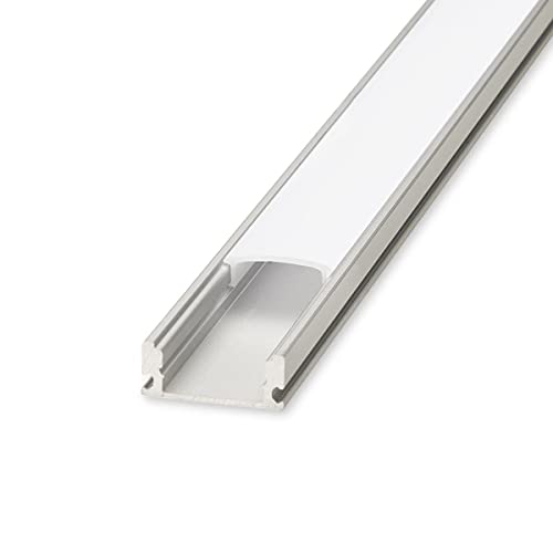 Alu U-Profil eloxiert 18x8mm opal 100cm für LED-Streifen/Strips | mit opaler Abdeckung 2 Montageclips 2 Endkappen | U-förmiges Aluminiumprofil mit milchiger Abdeckung von LongLife LED GmbH by HK