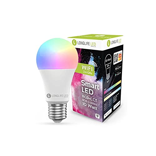 E27 10W RGB+CCT Wi-Fi Smart LED-Lampe 806 Lumen Leuchtbirne Glühbirne Leuchtmittel Alexa-Glühbirne Smartlampe mit Farbwechsel Smart Home Lampe WiFi-Lampe von LongLife LED GmbH by HK