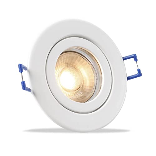 LongLife LED Einbauspot IP44 rund - Abdeckring: weiß - LED Leuchtmittel: GU10 5W neutralweiß LED Spot für den Innen und Außenbereich Feuchträume Badezimmer moderner Einbaustrahler Deckenspot von LongLife LED GmbH by HK