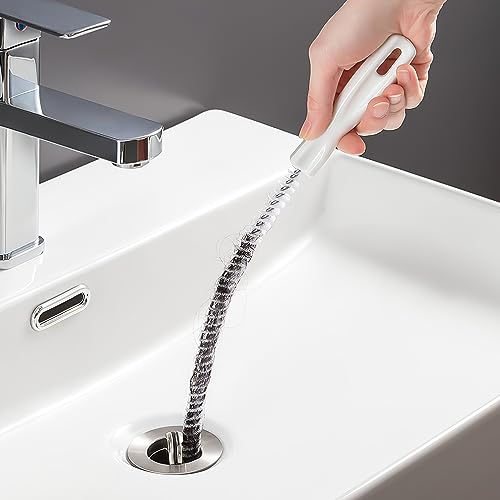 2 Stück Reinigungsbürsten für Abwasserkanäle, 45 cm und 60 cm Flexible Abflussreinigungsbürste Rohrreiniger Haare Entferner Drain Reinigungsbürste für Badezimmer,Küchen,Entfernen Langer Haare von Lonimia