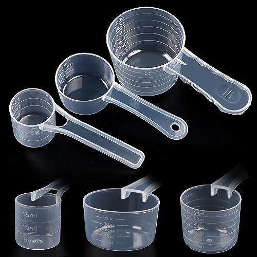 Messlöffel Set, 60ml 30ml 7.5g Waschmittel Dosierhilfe, Kunststoff Measuring Spoons Transparent mit Skala, Löffel Kunststoff, Einsetzbar als Dosierhilfe für Waschmittel,Küche zum Backen (3 Stück) von Lonimia