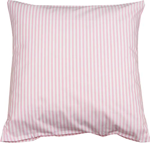 Lorena Mako Batist Kissen Bezug Basel Mini Streifen Rosa, 40x60cm, 100% Baumwolle von Lorena Textil