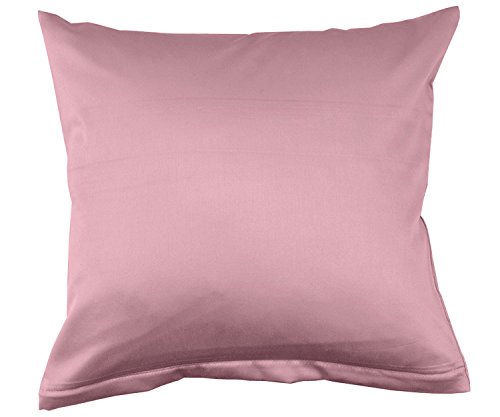 Lorena Uni Classic Mako-Satin Kissen Bezug einfarbig Baumwolle (Woodrose, 40 cm x 40 cm) von Lorena Textil