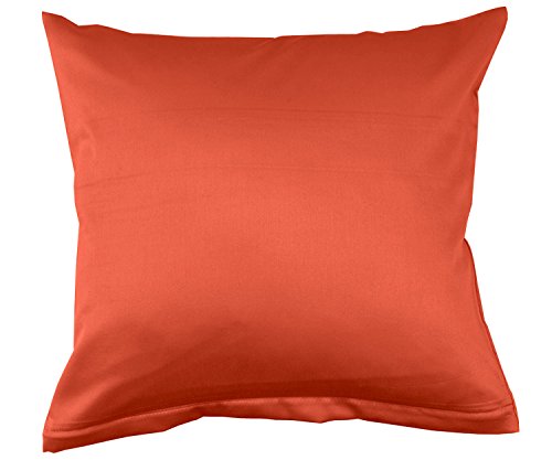 Lorena Uni Classic Mako-Satin Kissen Bezug einfarbig Baumwolle (orange, 80 cm x 80 cm) von Lorena Textil