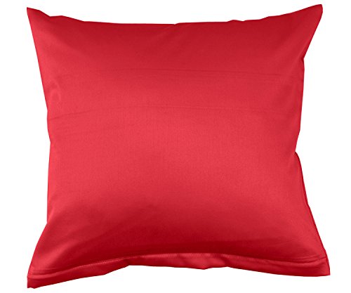 Lorena Uni Classic Mako-Satin Kissen Bezug einfarbig Baumwolle (rot, 40 cm x 60 cm) von Lorena Textil