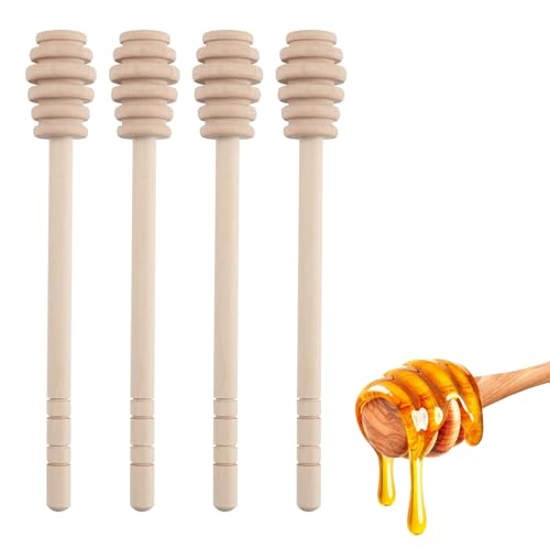 Lotbun 4 Stück Honiglöffel Holz,zum Honigtopf,Wooden Honeys Sticks,Mini Honiglöffel,Honig Löffel von Lotbun