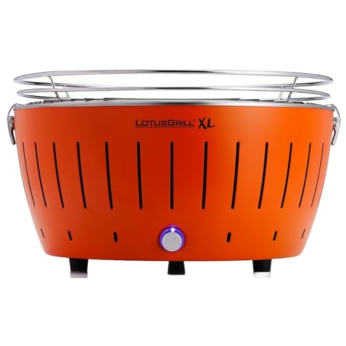 LotusGrill XL Mandarinenorange G435 Holzkohlegrill/Tischgrill mit USB-Anschluß von LotusGrill