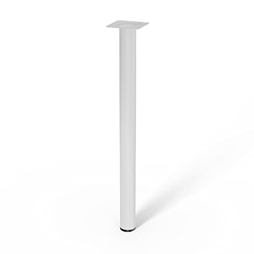LouMaxx Tischbeine Metall rund – Stahlrohrfüße Ø 30 mm x 400mm inkl. Schrauben – Tischbeine weiß mit Anschraubplatte – Hochwertige Tischfüße für individuelle DIY-Möbel – 4er Set in Weiß von LouMaxx