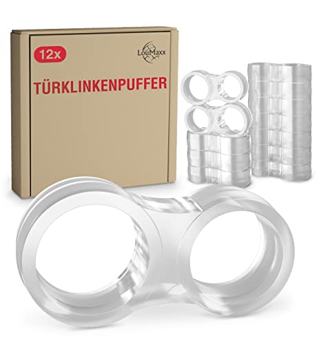 LouMaxx Türstopper Klinke – 12 Stück Türklinkenpuffer transparent Doppel Türstopper Türklinke – Türgriff Stopper - Türgriff Schutz – Türgriffschoner für Zimmertüren – leicht und schnell montiert von LouMaxx