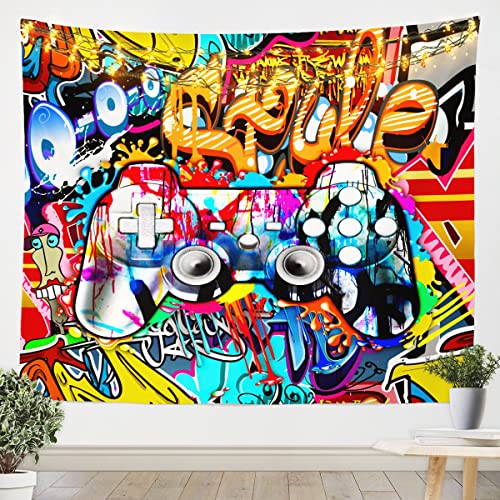 Loussiesd Kinder Spieler Tapisserie Hippie Graffiti Stil Wandteppich 175x230cm Tapestry für Kinder Jungen Mädchen Graffiti Spielen Wandbehang Straßenkultur Wandkunst von Loussiesd