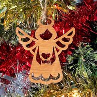 Engel-Weihnachtsbaumschmuck - Wunderschönes Ornament, Erhältlich in Eiche, Walnuss-Kirschholz Oder Silber, Gold, Rot, Grüner Glitzer von LovebyLaser