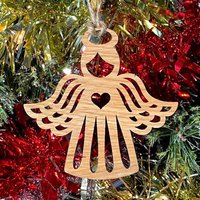Aus Holz Schön Engel Weihnachtsbaum Dekoration - Schöne Xmas Ornament Aus Eiche, Nussbaum Kirschholz Oder Silber, Gold, Rot, Grün Glitter von LovebyLaser