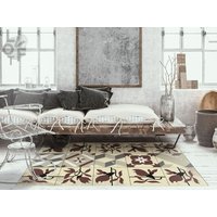 Floral Fantasy Linoleum Teppich, Beige Vinyl Matte, Braune Bodenmatte, Oriental Wohnzimmer Komfortmatte von LovftWave
