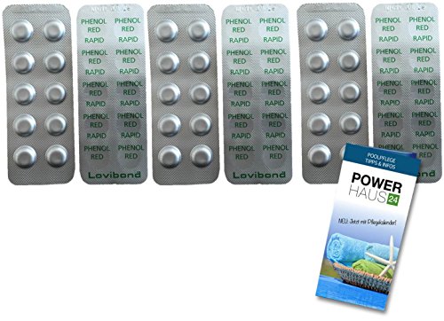 Lovibond 60 Phenol Rot Tabletten für Wassertester (Rapid, Farbabgleich) 6 Streifen a`10 Tabletten mit POWERHAUS24 Pflegefibel! von Lovibond