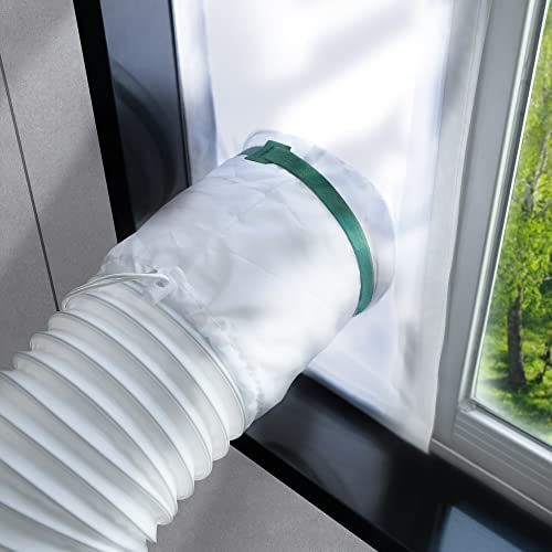 LOVIGA Fensterabdichtung für Mobile Klimaanlagen Wäschetrockner Ablufttrockner,100% Kordelzug Dichtungseffekt Schiebe Klimaanlage Fensterabdichtung 25X102~162cm von Loviga