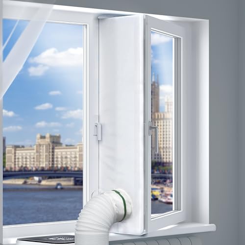 Loviga 400cm Fensterabdichtung für Mobile Klimageräte und Trockner, 100% Abdichtung Wasserdicht für Flügelfenster/Kurbel aus/Markise/Oberlichter Fenster von Loviga