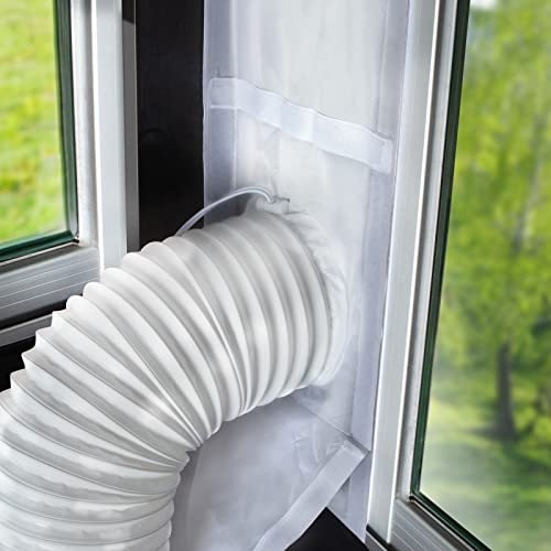 Loviga Fensterabdichtung für Mobile Klimageräte mit Kordelzug und Klettverschluss, Wasserdichte Universal-Klimagerät Fensterabdichtung, Kein Bohren Erforderlich-25x102~162cm von Loviga