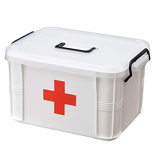 Lseqow Kunststoff-Erste-Hilfe-Kasten, Erste-Hilfe-Set, tragbare Notfallbox, Medizin-Aufbewahrungsbox, Reise-Medizinbox, Handtrage-Medizin-Pillen-Aufbewahrungsbox von FCHMY