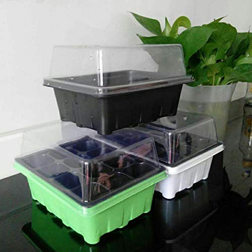 Lseqow Seed Starter Kit, 12 Cells Seedling Trays Gardening Germination Tray Plant Grow Kit with Lid and Base for Gardening Propagation Bonsai Gemination von FCHMY