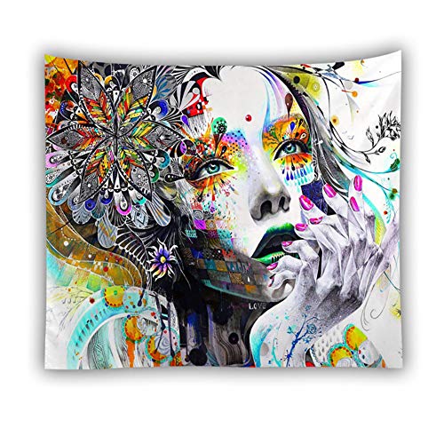 Lsimeru Wandteppich Abstrakte Linien Kunst 180x230 Psychedelic Wandbehang Portrait Bunt Hippie Mandala Wandtuch Tapestry Wandkunst Schlafzimmer Deko von Lsimeru