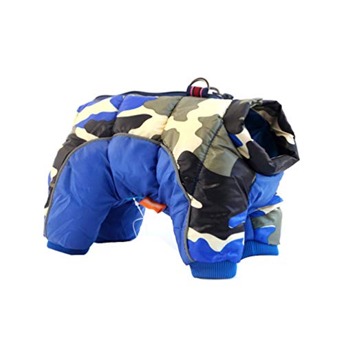 LucaSng Haustier Hund Kleidung Hundejacke Hundemantel Warme Winter Jacke Dicker Baumwolle Vierbeiniges Mantel wasserdichte Kleine Hunde Kleidung Für Französisch Bulldog Welpen (Dunkelblau, L) von LucaSng