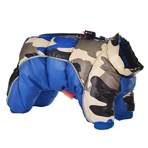 LucaSng Haustier Hund Kleidung Hundejacke Hundemantel Winter Warme Jacke Dicker Baumwolle Vierbeiniges Mantel wasserdichte Kleine Hunde Kleidung Für Französisch Bulldog Welpen (Dunkelblau, XL) von LucaSng