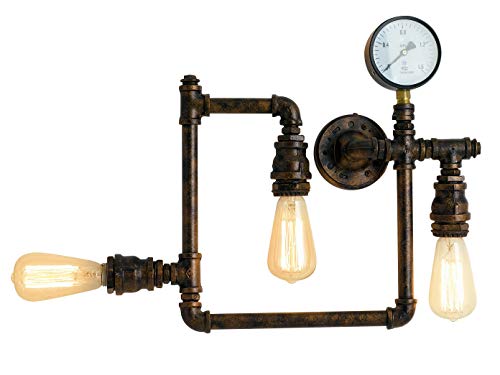 3 flammige LED Wandleuchte & Deckenlampe im Industrielook mit Wasserrohr Rostoptik von Luce Design