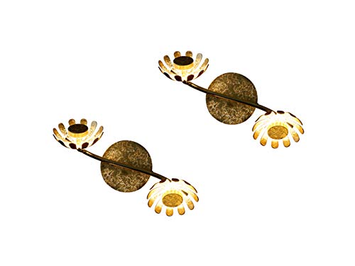 LED Deckenleuchten mit Zwei schwenkbaren Blumen Blattgold Design Spots - edles 2er Set von Luce Design
