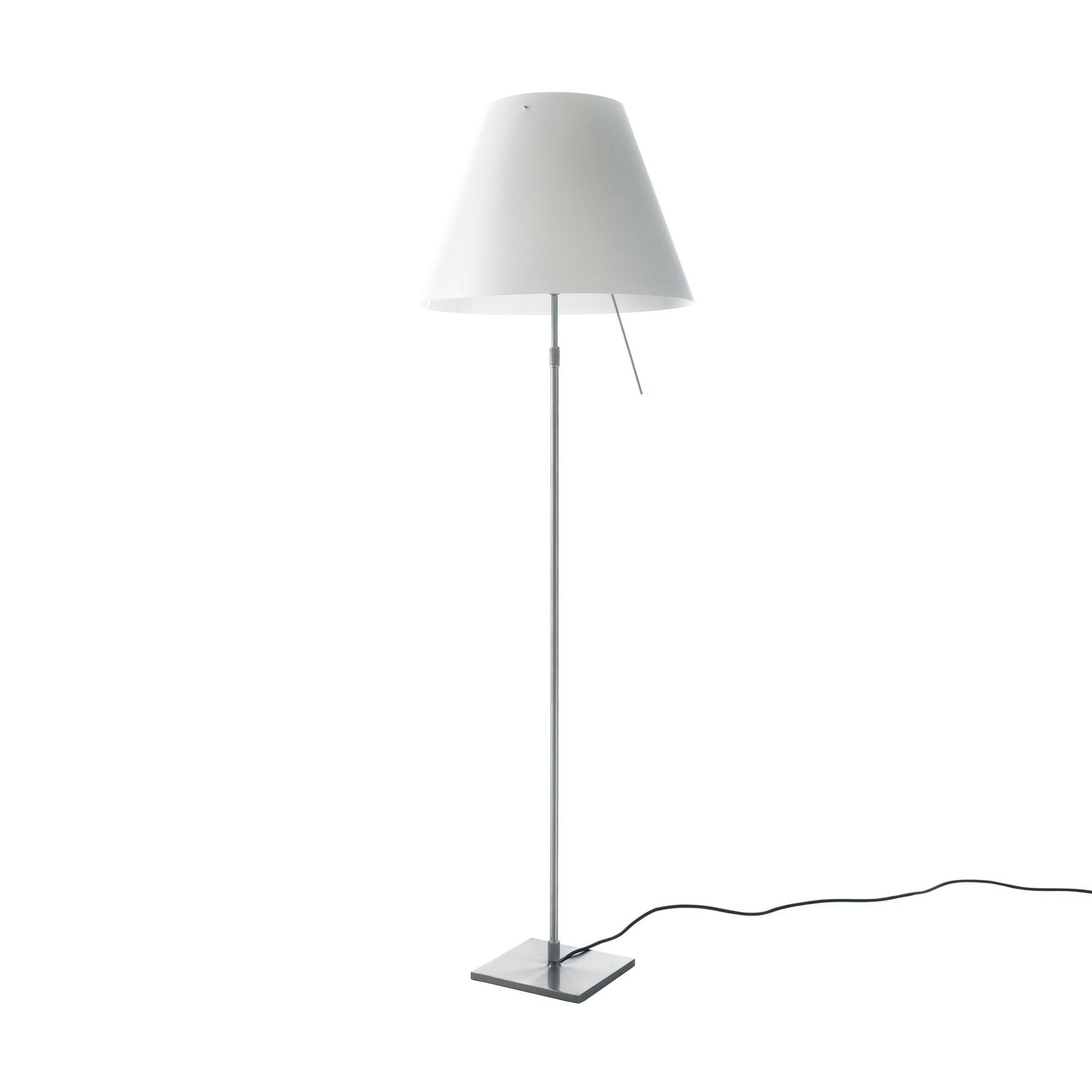 LucePlan - Costanza Terra Stehleuchte Teleskop/Dimmer - weiß/Gestell aluminium/incl. Leuchtmitteldiffusor/H x Ø 120-160x40cm von LucePlan