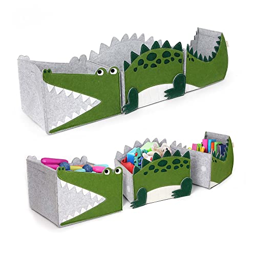 Lucky Sign - Aufbewahrungsbox Kinder Spielzeugkiste aus Filz faltbar für Jungen & Mädchen,85X25X24cm - Krokodil von Lucky Sign