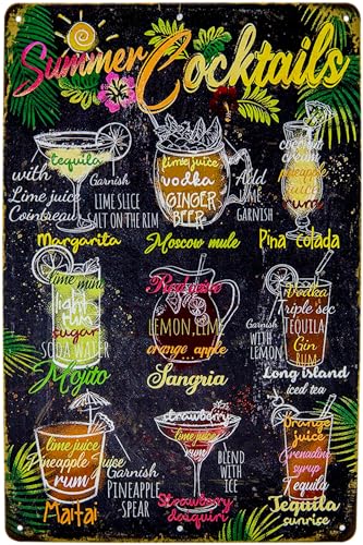 30 x 20 cm wetterfestes BAR Blechschild, Cocktail Rezept, Deko Übersich für Mixer, Party, Drink Liebhaber und Genießer von LuckyLinde