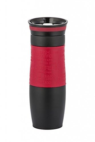 Luckyberg Vakuumisolierter Reise-Kaffeebecher, Edelstahl, 100% auslaufsicher, BPA-frei, hält heiße und kalte Getränke, einhändig offen (380 ml/14,8 oz) (rot) von Luckyberg