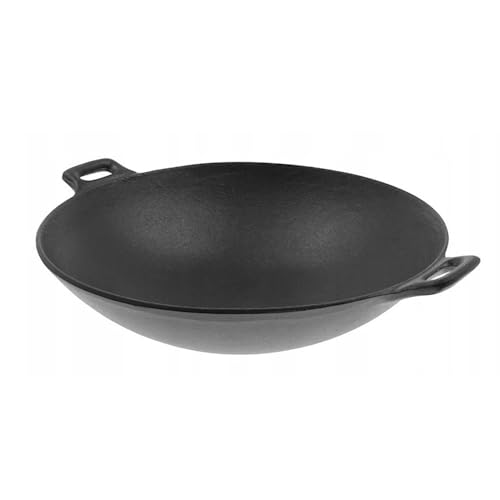 Luckyberg Wok aus Gusseisen | ⌀31cm Groß | Wokpfanne für alle Herdarten, Grillfpanne für gesundes Kochen und Braten. von Luckyberg