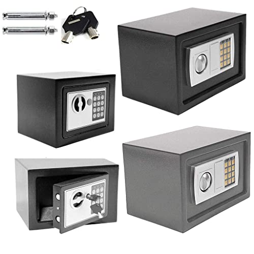 Elektronischer Safe Tresor Möbeltresor Geldschrank Digital & Schlüssel 4,6 l Digitaler Stahl Passwort Safe Key/Elektronische Sicherheit Geld Schmuck Schlüsselbox Schloss von Lucn