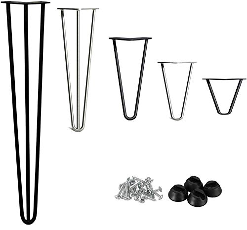 Lucn Haarnadel Tischbeine aus Stahl 4 Stück - Tischkufen Tischgestell inklusive Bodenschoner für Kaffeetisch, Tisch und Schreibtisch, für Dein individuelles DIY-Projekt - Schwarz von Lucn
