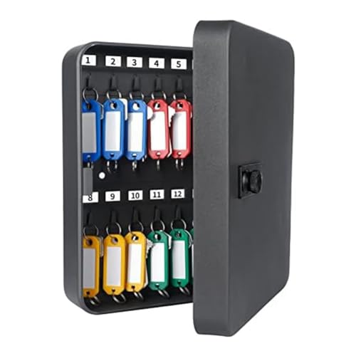 Luejnbogty 1 Stück Schlüsselkasten aus Eisen mit Zahlenschloss Aufbewahrungsbox für Schlüssel mit rückstellbarer Kombination, digitale Sicherheitsbox, Schwarz von Luejnbogty