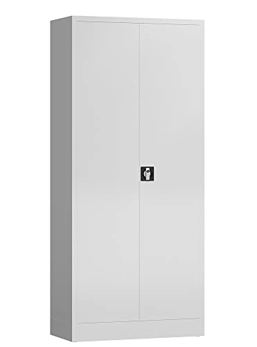 Aktenschrank Metallschrank abschließbar mit 2 Türen, 4 Fachböden 1800 x 800 x 380mm (RAL 9003 signalweiß) von Lüllmann
