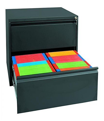 Lüllmann Büro Hängeregistratur Schrank komplett montiert schwarz für DIN A4 Hängemappen Bürocontainer 70x76x62cm (HxBxT) mit 2 Schüben doppelbahnig 561229 von Lüllmann