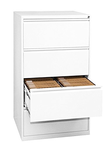 Lüllmann Büro Hängeregistratur weiß komplett montiert 132x76x62cm (HxBxT) Hängeregisterschrank für DIN A4 Hängemappen mit 4 Schüben doppelbahnig 561427 Weiss von Lüllmann