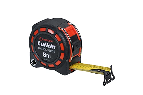 Lufkin L1125CM 3cm x 8m Shockforce Doppelseitiges Maßband, 30 Meter Fall Getestet - Version mit Gelber Klinge von Lufkin