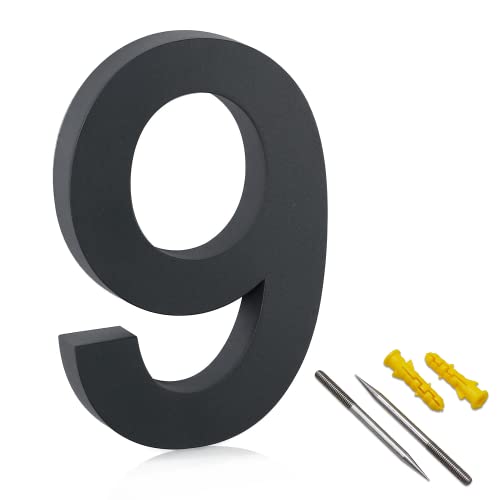 Lukadria 3D Hausnummer 9 - rostfreie Zahl für die Hauswand XXL - witterungsbeständige Haus-Nummer aus Edelstahl V2A - 25 cm hoch - Anthrazit-Grau von Lukadria