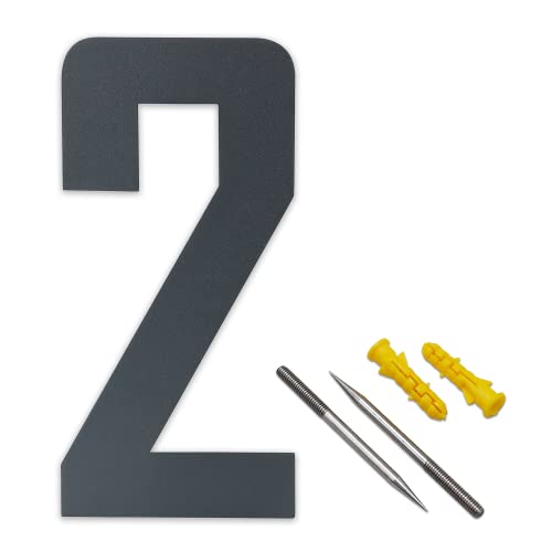 Lukadria Hausnummer 2 - rostfreie 2D-Zahl für die Hauswand - witterungsbeständige Haus-Nummer aus Edelstahl V2A - 20 cm - Farbe Anthrazit-Grau von Lukadria