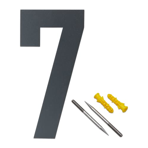 Lukadria Hausnummer 7 - rostfreie 2D-Zahl für die Hauswand - witterungsbeständige Haus-Nummer aus Edelstahl V2A - 20 cm - Farbe Anthrazit-Grau von Lukadria