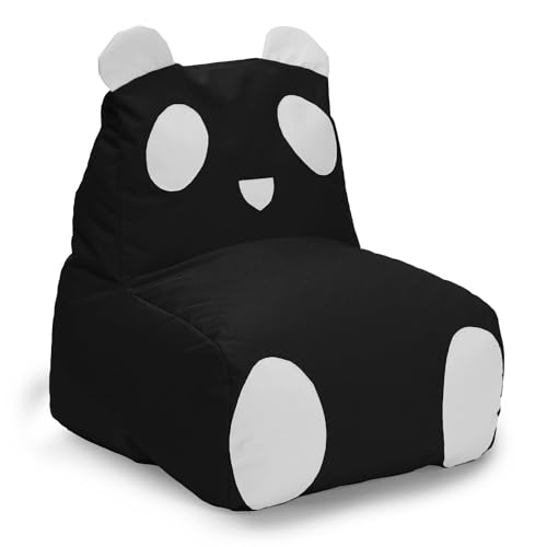 Lumaland Kindersitzsack Panda Animal Design | Indoor & Outdoor Sitzsack für Kinder | Kombinierbar mit den Freunden der Animal Line Sitzsäcke | 75 x 65 x 65 cm [Schwarz/Weiß] von Lumaland