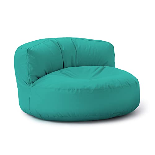 Lumaland Sitzsack Lounge | Sofa-Sitzsack 90 x 50 cm mit Rückenlehne | Indoor & Outdoor Beanbag | Wasserabweisend & Robust | Mit anpassungsfähiger EPS-Füllung | Waschbarer Bezug [Türkis] von Lumaland